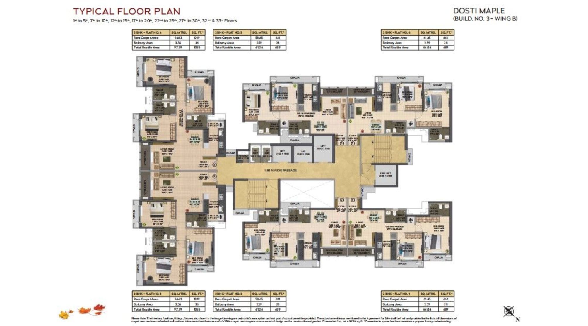 Dosti-Maple-B-Wing-Typical-Floor-Plan